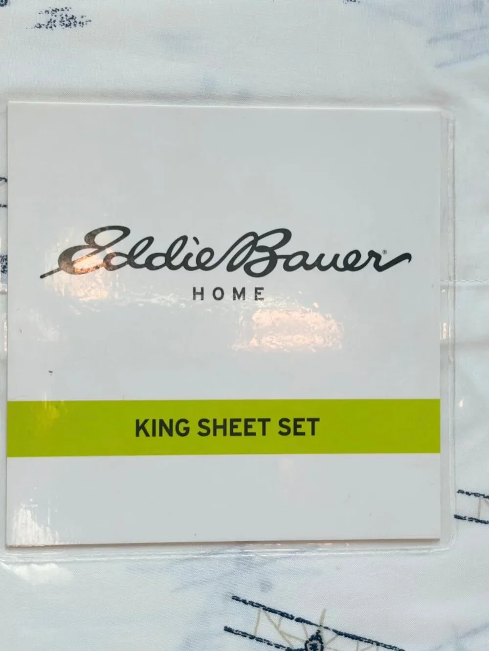 Eddie Bauer SEA PLANES King Size Cotton Sheet Set BI-PLANES PROPELLER